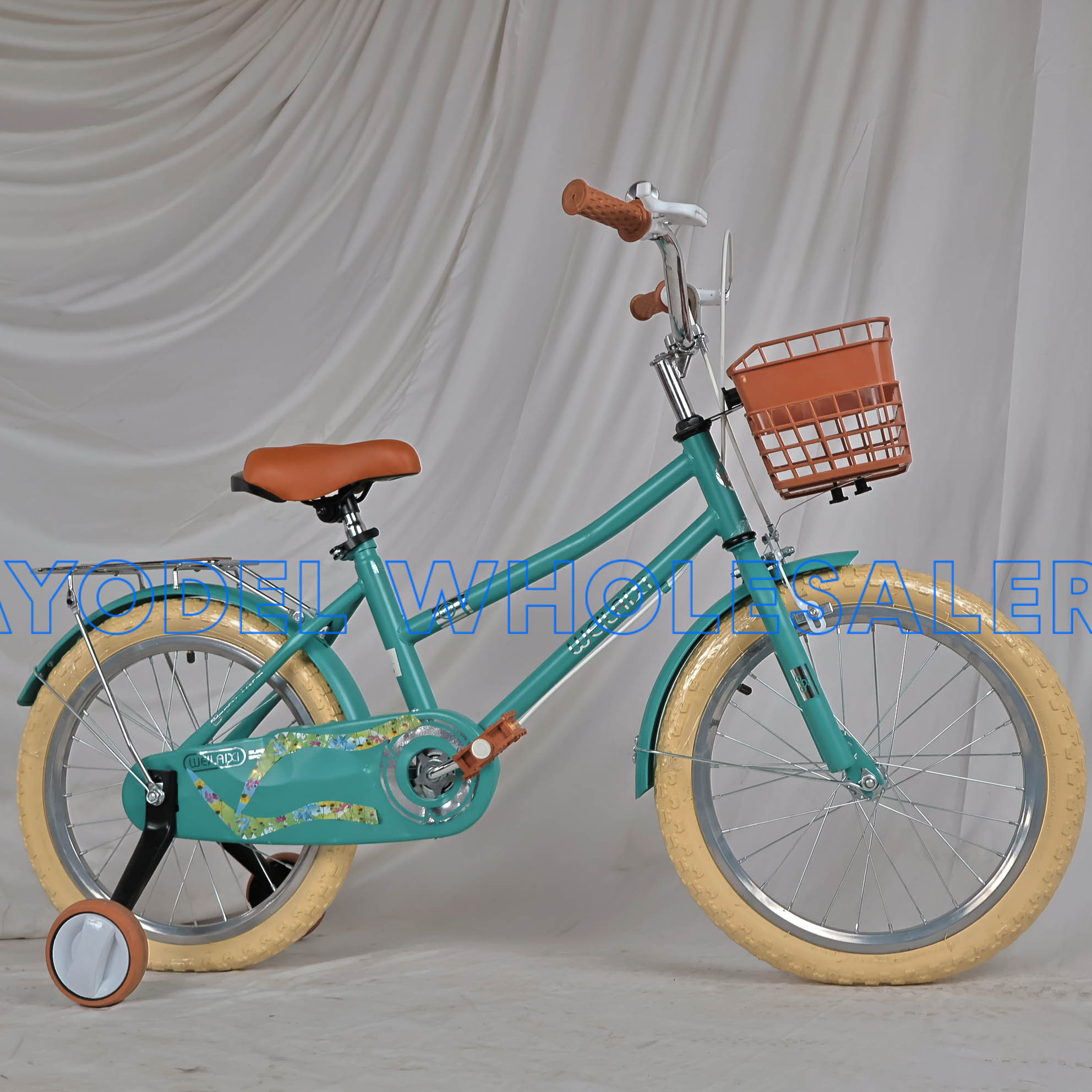 Weilaixi Size 18 Kids Bicycle – Steel Frame, Training Wheels, Basket & Mud Guards (Ages 6–9) - Image 2