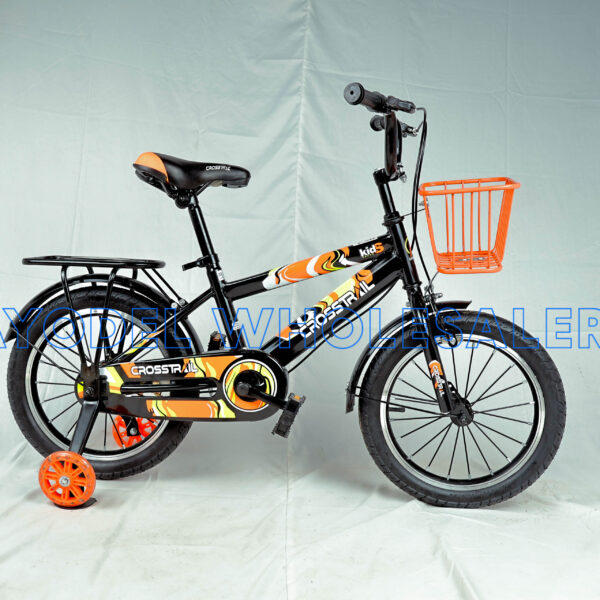 CrossTrail Size 16 Kids Bicycle – Steel Frame, Training Wheels & Front Basket (Ages 4–7)