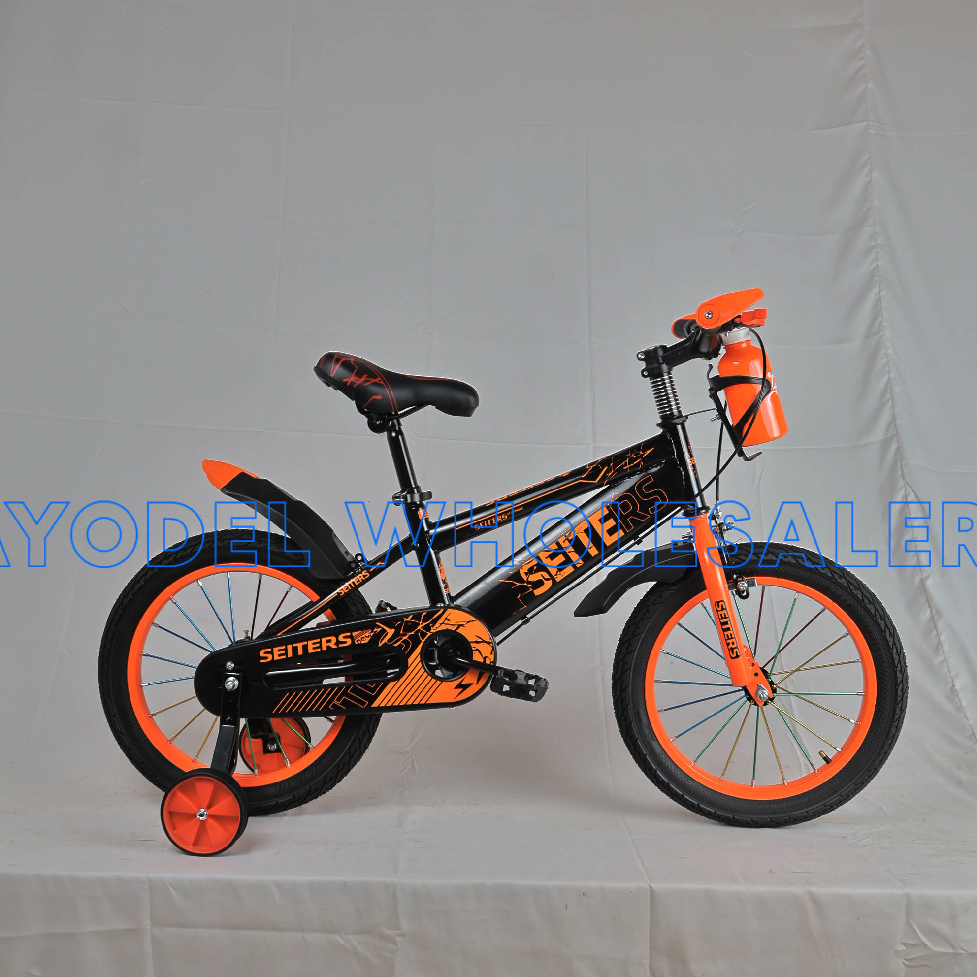 Seiters Size 16 Kids Bicycle – Steel Frame, Training Wheels & Front Bottle (Ages 4–7)