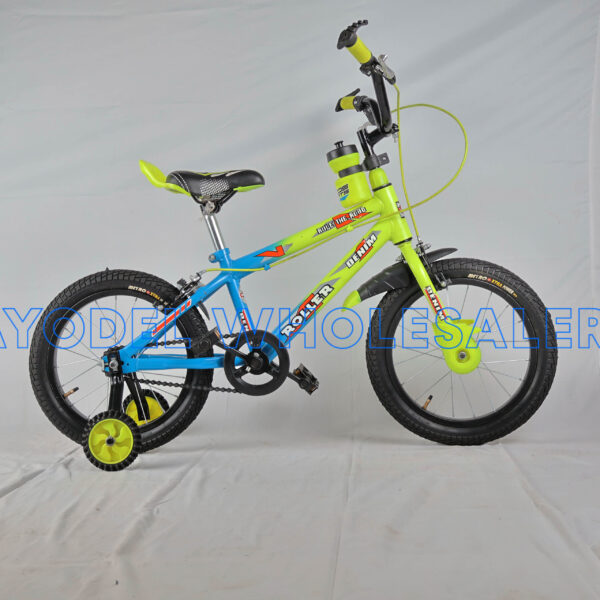 Denim Roller Size 16 Kids Bicycle – Steel Frame, Training Wheels & Free Water Bottle (Ages 4–7)