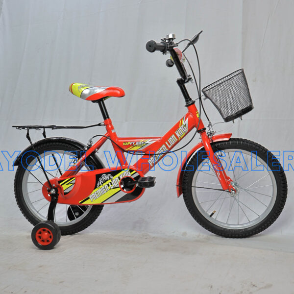 Premier Lion King Size 16 Kids Bicycle – Steel Frame, Training Wheels, Basket & Bell (Ages 4–7)