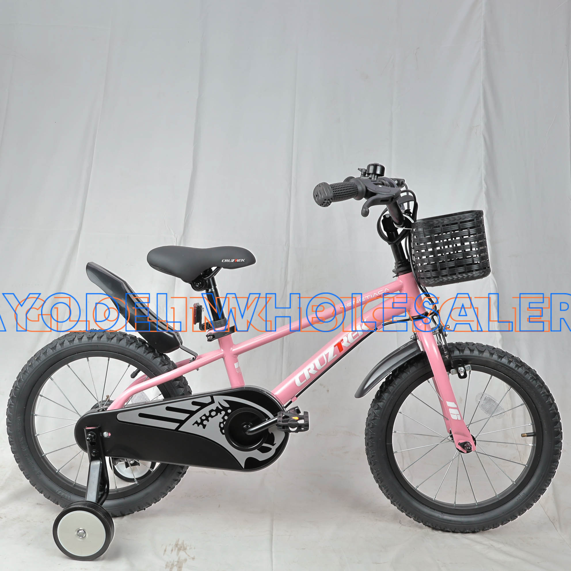 Cruztrek Size 16 Kids Bicycle – Steel Frame, Training Wheels, Basket & Bell (Ages 4–7) - Image 2