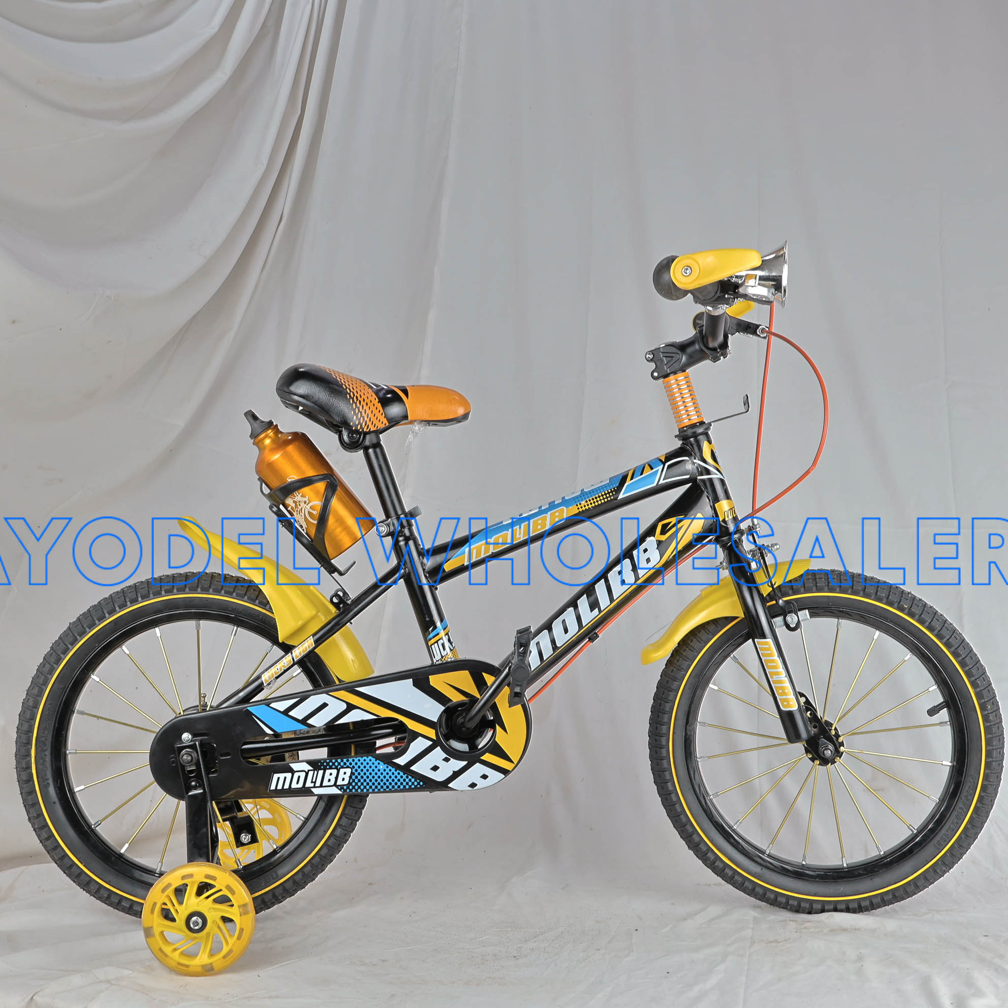 Molibb Size 16 Kids Bicycle – Steel Frame, Training Wheels, Horn & Free Water Bottle (Ages 4–7)