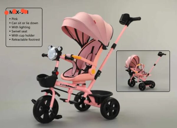 4-in-1 Baby Stroller Bike – Rotatable Rubber Tire Baby Stroller
